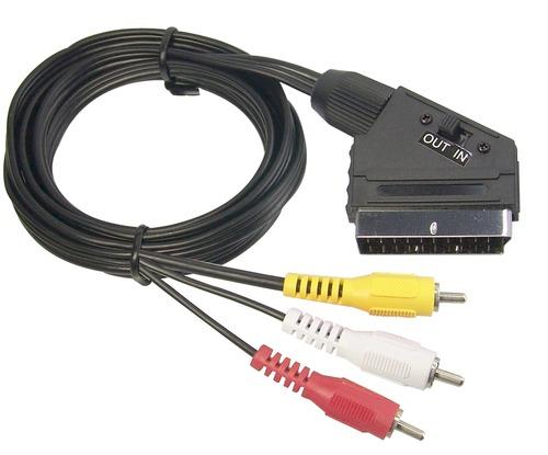 Cabo Scart - 3x Rca Macho (com Botão In-out) - 1 Mts
