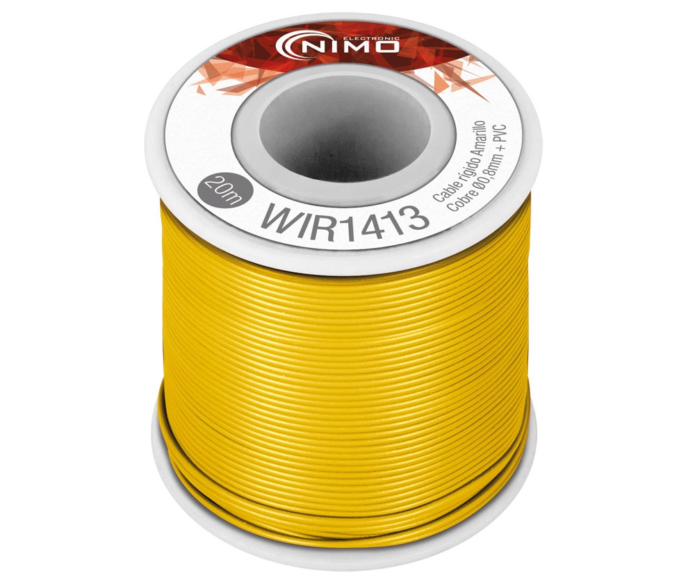 Bobine Fio Unifilar Cobre 0,8mm (Amarelo) - 20 Mts
