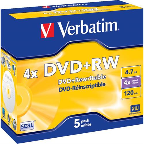 Dvd+rw Verbati. 4x 4,7gb Colour S-pack5